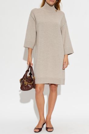 Fabiana Filippi Wool Dress With Appliqu&eacute;, Womens, Beige