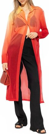 Ferragamo Degrade Silk-Blend Midi Shirt Dress In Multi