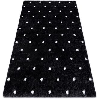 RugsX Rugsx - Carpet fluffy 2370 shaggy dots - anthracite / white black 140x190 cm