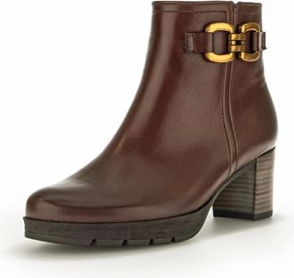 Gabor Elegante leren enkellaars met luchtkamerzool - Dames - Laarzen met Hak - Bruin - 40 1/2 EU - Leer - Schoenen