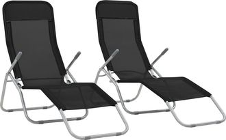 vidaXL Tumbonas Plegables 2 Unidades Textilene Negro Vidaxl