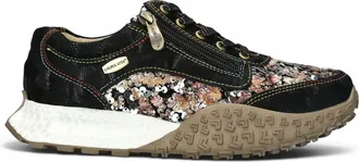 Laura Vita Womens Floral Black Leather Trainer Sneaker Shoes - Evitao-03