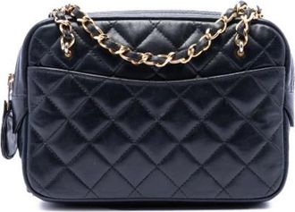 Chanel Pre-owned Vintage Quilted Crossbody Bag - Dames - Vintage Schoudertas - Zwart - ONE Size - Leer - Vintage
