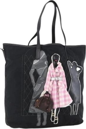 Prada Pre-owned Tote Bags, female, Black, Size: ONE SIZE Pre-owned Vintage Nylon Tote Bag