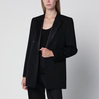Saint Laurent Giacca doppiopetto in lana nera
