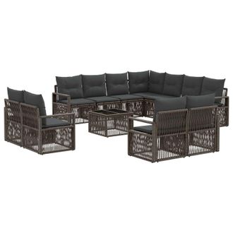 vidaXL Conjunto De Sof&aacute;s De Jard&iacute;n 12 Pcs Gris Rat&aacute;n Sint&eacute;tico Vidaxl