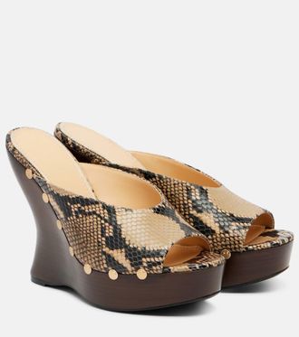 Magda Butrym Snake-effect leather wedge mules