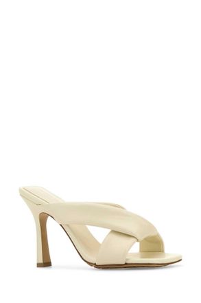 Bottega Veneta Womens Ivory Leather Riva Mules Seasalt Sandali