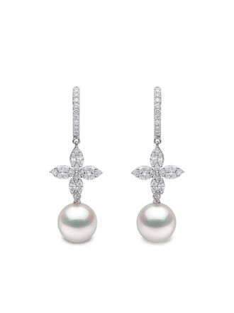 Yoko London Glitz pearl and diamond earrings - Silver