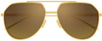 Bottega Veneta 60mm Pilot Sunglasses in Gold/Brown Lens at Nordstrom
