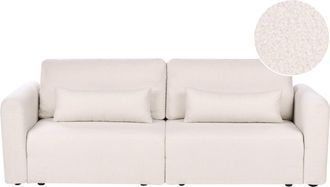Beliani Divano Letto Boucle A 3 Posti Moderno Per Tre Persone Pieghevole Beige Vaxholm