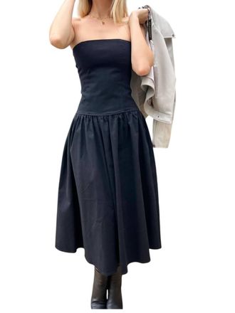 Moon River Two Way Tank Midi Dress In Black