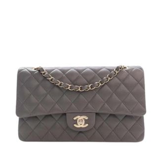 Chanel Pre-owned Double Flap Shoulder Bag - Dames - Vintage Schoudertas - Grijs - ONE Size - Leer - Vintage