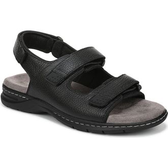 Dr. Scholls Gavin Hook-and-Loop Sandal - Wide Width Available in Black Leather at Nordstrom Rack, Size 10