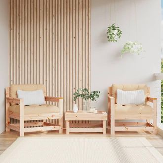 Berkfield Home Garden Chairs with Cushions 2 pcs Solid Wood Pine in Brown