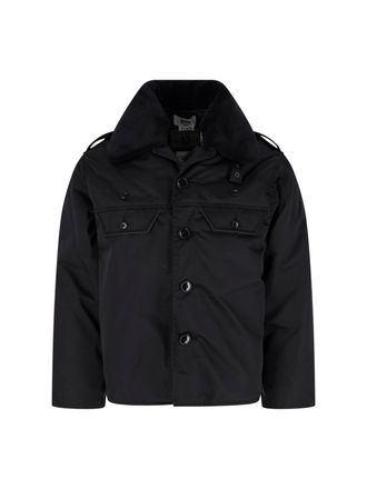 Junya Watanabe Black Military Faux Fur Collar Padded Shirt Jacket