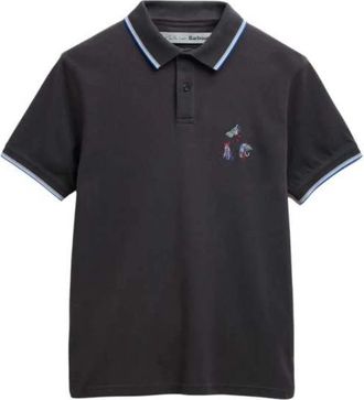 Barbour Polo met gestreepte bies - Heren - Polos - Blauw - M - Katoen - Tops