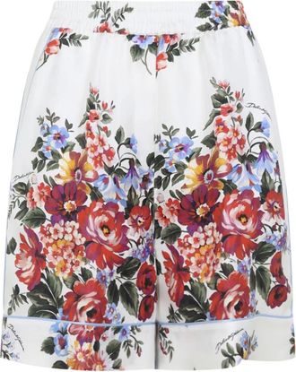 Dolce & Gabbana Korte Broeken, Dames, Veelkleurig, S, Shorts met bloemenprint en strik