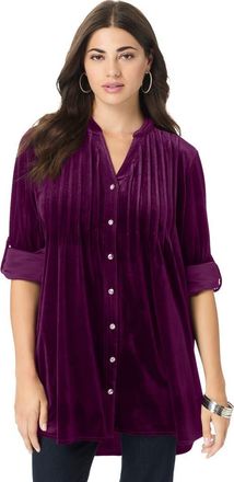 Roaman's Pintuck Velour Tunic in Dark Berry at Nordstrom, Size 32