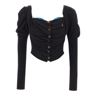 Vivienne Westwood Truien & Vesten, Dames, Zwart, M, Katoen, Bea Corset Cardigan