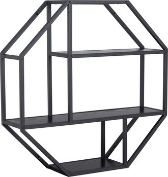 Furniture To Go Seaford Octagonal Metal Wall Shelf in Black