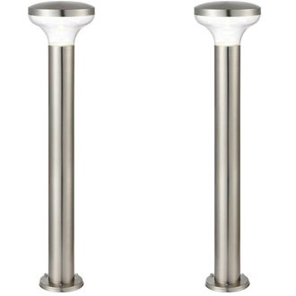 Loops 2 PACK Outdoor Post Bollard Light Marine Steel 1m LED Garden Driveway Path Lamp in Metallics
