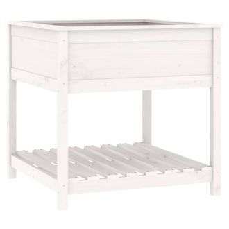 Berkfield Home Planter with Shelf White 82.5x82.5x81 cm Solid Wood Pine