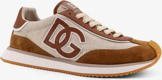 Dolce & Gabbana Mens Cushion Canvas Sneakers With Side Logo Brown Canvas-Leather Trainers Canvas/leather