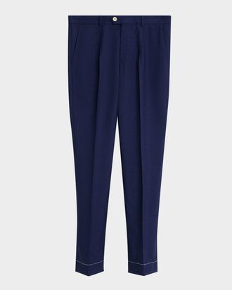 Brunello Cucinelli Mens Virgin Wool Leisure-Fit Pleated Trousers