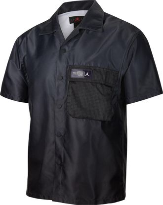 Nike Jordan Mens Air Jordan Gradient Big Pocket Breathable Casual Short Sleeve Shirt Black CZ4821-022