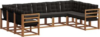 vidaXL Conjunto De Sof&aacute;s De Exterior 9 Uds. Natural Y Negro Vidaxl
