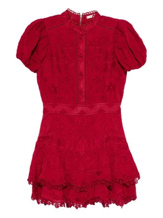 Alice & Olivia Loryn embroidered mini shirt dress - women - Cotton/Polyester/Cotton - 8