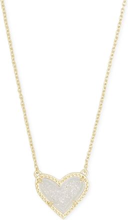 Kendra Scott Ari Heart Short Pendant Necklace Iridescent Drusy