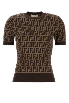 Fendi Embroidered Cotton T Shirt