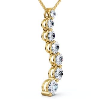 Pompeii3 F/VS 3Ct Diamond Journey Pendant Gold Womens Necklace Lab Grown
