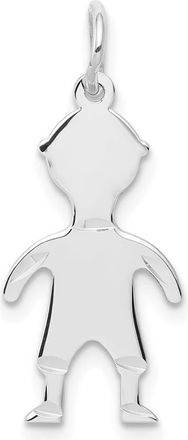 Diamond2Deal 14k White Gold.018 Depth Engravable Boy Charm Pendant