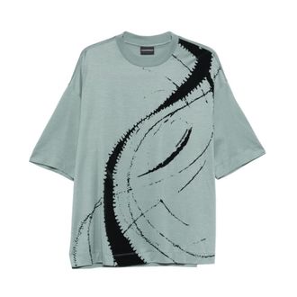 Emporio Armani Tops, Heren, Blauw, XL, Katoen, Cotton Blend T-Shirt