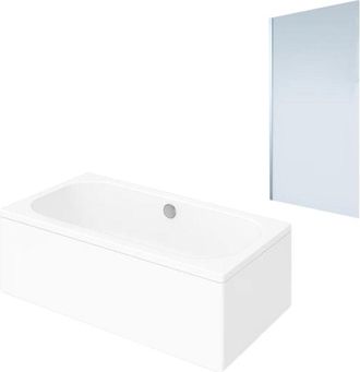 Villeroy & Boch Ba&ntilde;era Recta Villeroy & Boch Oberon Quaryl 190 X 90 Cm + Mampara Izquierda Aurys Mist 1 Cromada