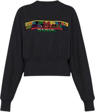 Balmain Zwarte Katoenen Sweatshirt - Dames - Sweatshirts - Zwart - S - Katoen - Hoodies & sweatvesten