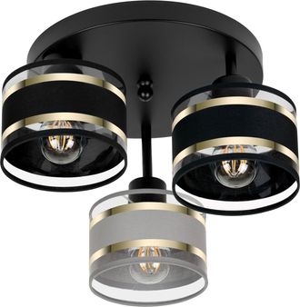 OEM L&aacute;mpara De Techo Negra Con Pantallas, Metal Industrial, 3xe27, Iluminaci&oacute;n Led Moderna Para Sal&oacute;n, Cocina, Dormitorio, Habitaci&oacute;n Infantil, Loft