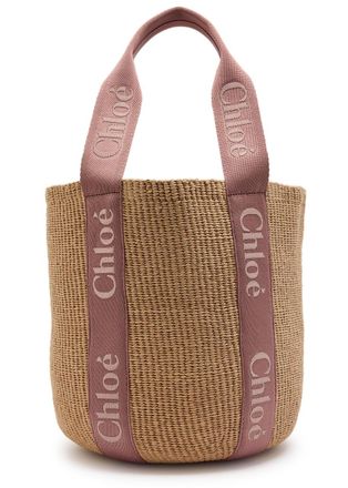 Chlo&eacute; Woody Large Logo-embroidered Raffia Basket bag - Natural - One Size