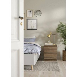 Dmora Dmora - Comodino Daiki, Com&ograve; basso, Tavolino da notte, Mensola da letto, 50x40 h50 cm, Rovere