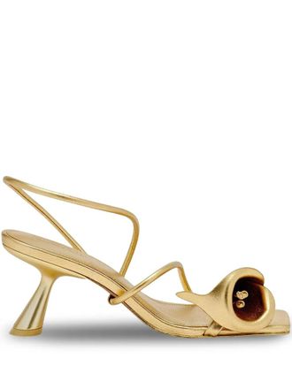 Cult Gaia Ria flower-detail sandals - women - Sheepskin/Calf Leather/Calf Leather/Rubber - 36.5 - Gold