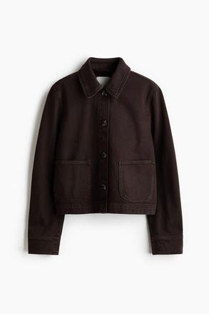 H&M Cotton Twill Shacket in Dark Brown at Nordstrom, Size Xx-Large