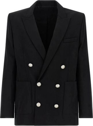 Balmain Jassen Black - Heren - Blazers - Zwart - L - Leer - Jassen