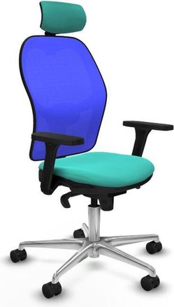 Piqueras y Crespo Piqueras Y Crespo - Jorquera Sincro Malla Azul Similpiel Turquesa Brazos 3d Base Aluminio Cabecero 2d Ruedas 65mm Nailon