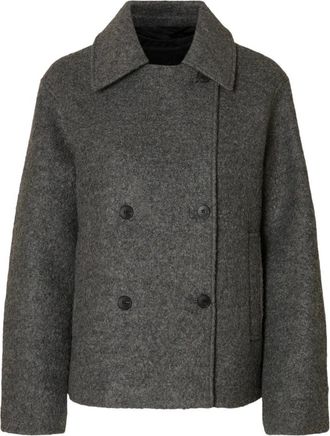 Selected Grijze Boucl&eacute; Wollen Jas - Dames - Jassen - Grijs - Maat: XS Wol