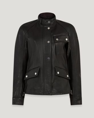 Belstaff Penrith Motorcycle Jacket Womens Calf Leather Black Size 2XL