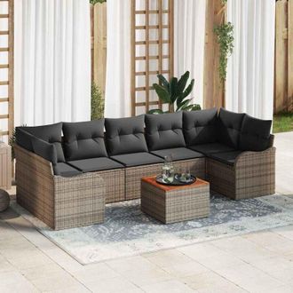 vidaXL Vidaxl - Conjunto De Sof&aacute; De Jard&iacute;n 8 Pcs Gris
