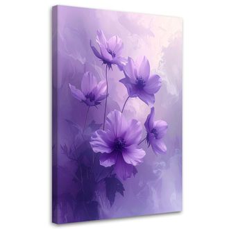 Feeby Cuadro Sobre Lienzo Delicadas Flores Moradas Bot&aacute;nicas 70x100